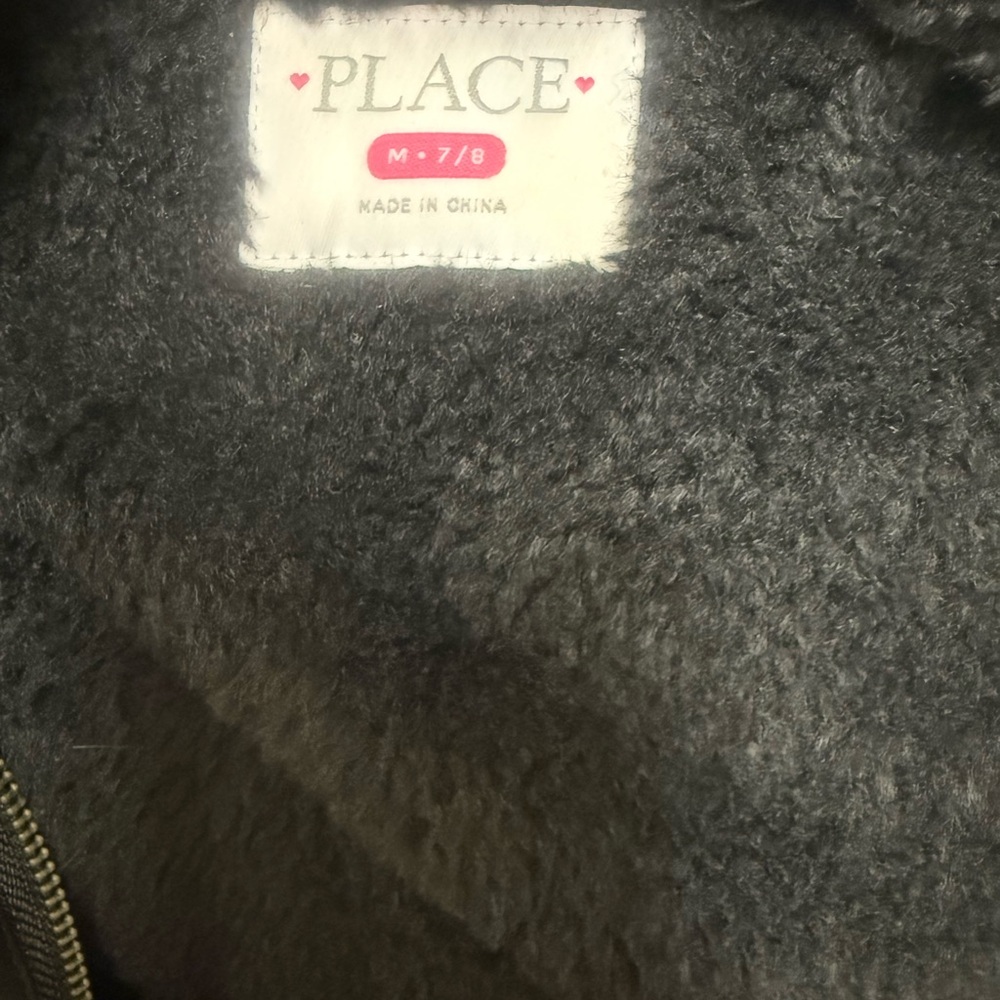 Childrens Place Black Faux Fur and Suede Winter Jacket